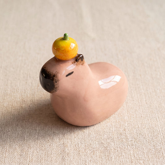 Capybara handmade glossy clay desk pal, isometric view