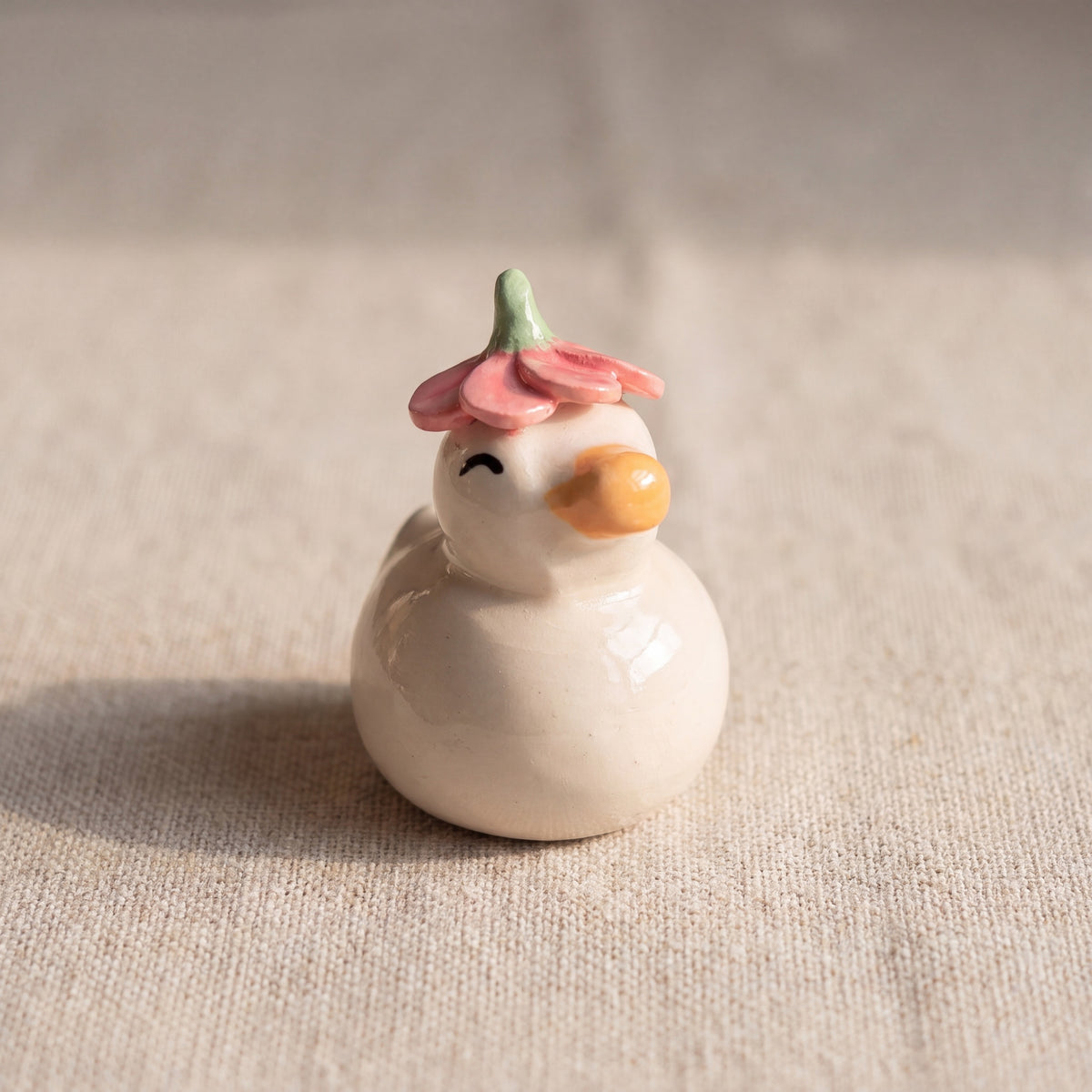 Dreamy Duck handmade glossy clay desk pal, front view