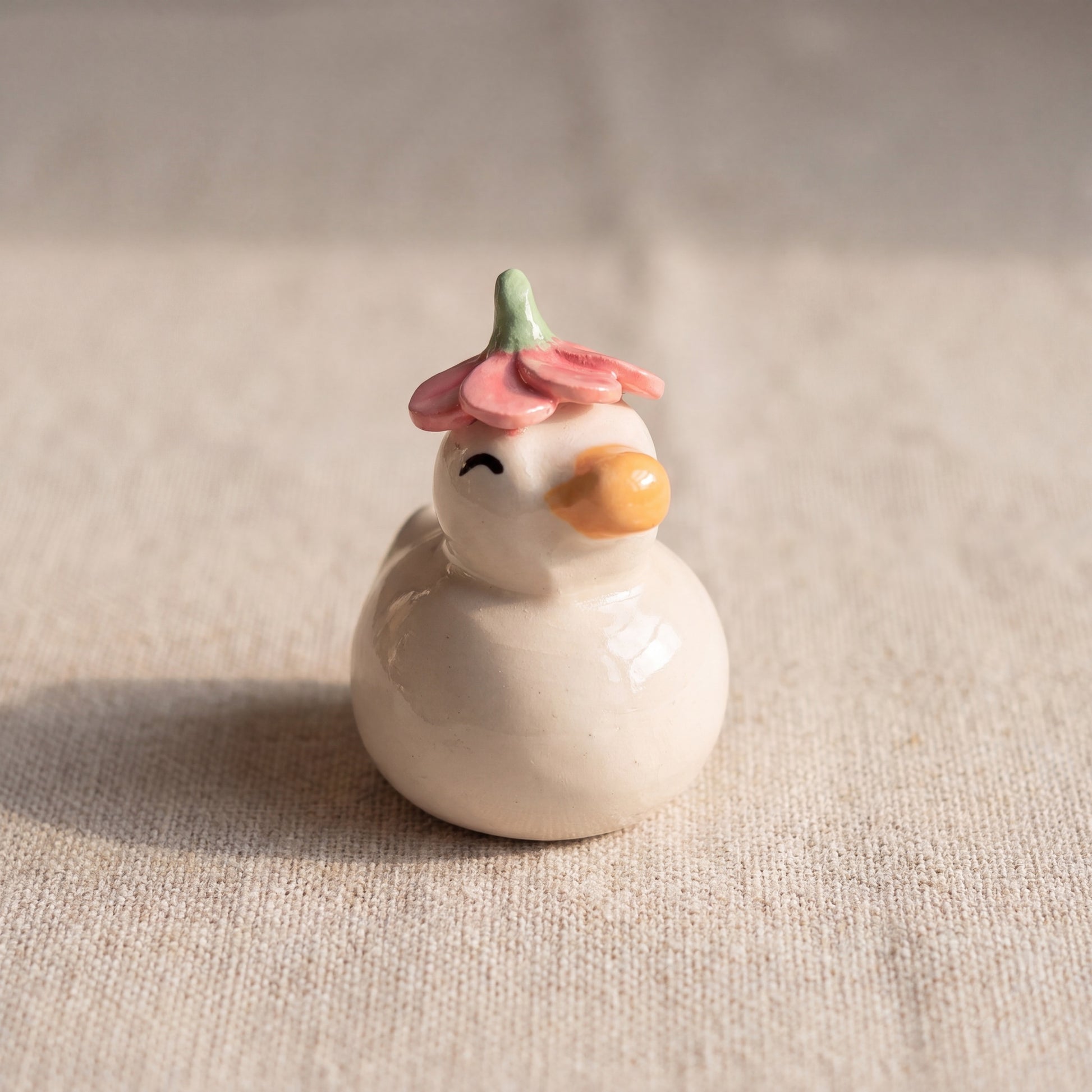 Dreamy Duck handmade glossy clay desk pal, front view