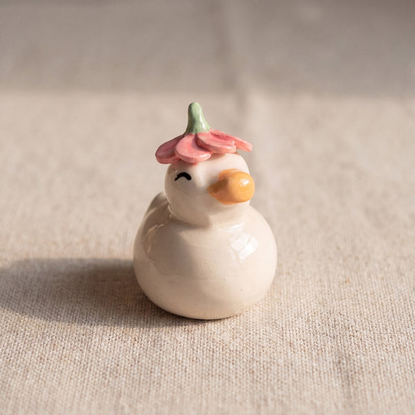 Dreamy Duck handmade glossy clay desk pal, front view
