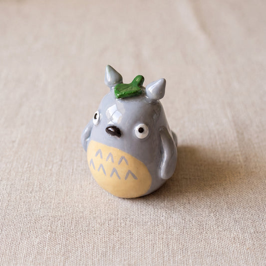 Forest Spirit handmade glossy clay desk pal, isometric view