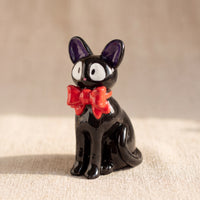 Midnight Cat handmade glossy clay desk pal, front view