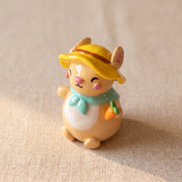 Sunny Bunny handmade glossy clay desk pal, isometric view