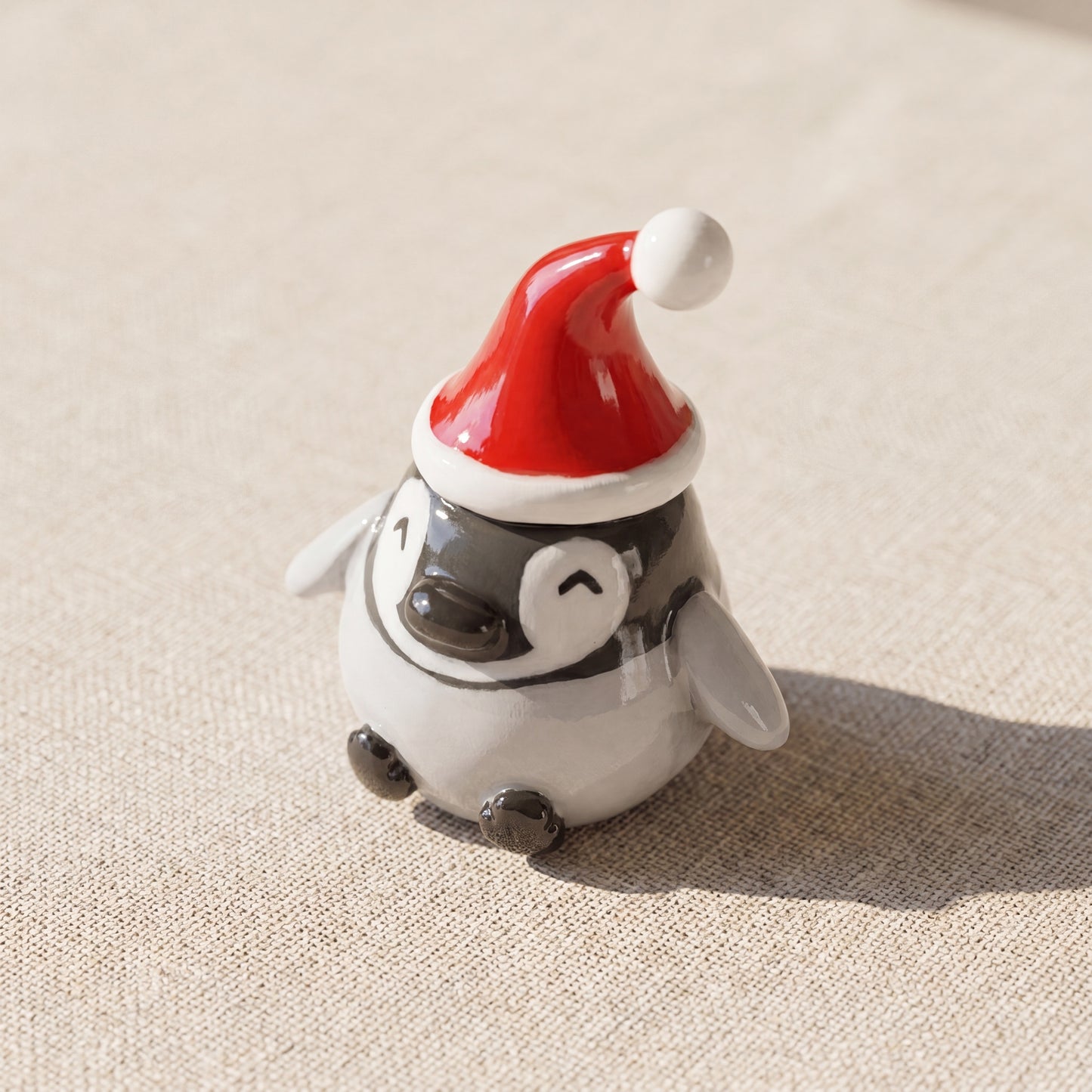 Baby Pingoo handmade glossy clay desk pal, isometric view
