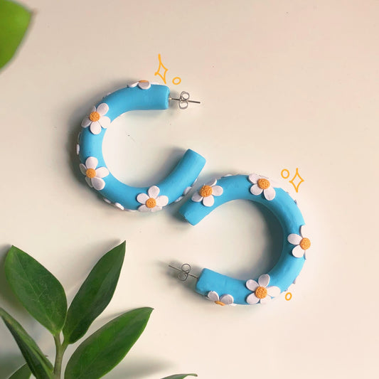 Daisy Blue Hoops