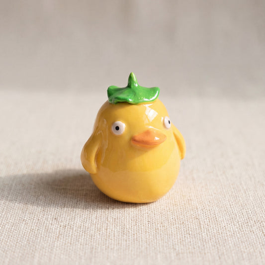 Spirited Ducky handmade glossy clay desk pal, front view