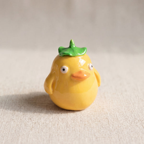 Spirited Ducky handmade glossy clay desk pal, front view