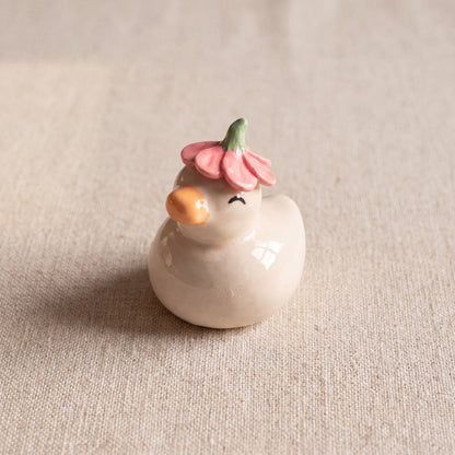 Dreamy Duck handmade glossy clay desk pal, isometric view